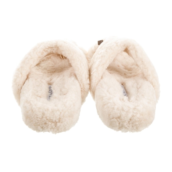 Aquazzura Cream Shearling Slippers - Picture 2 of 5